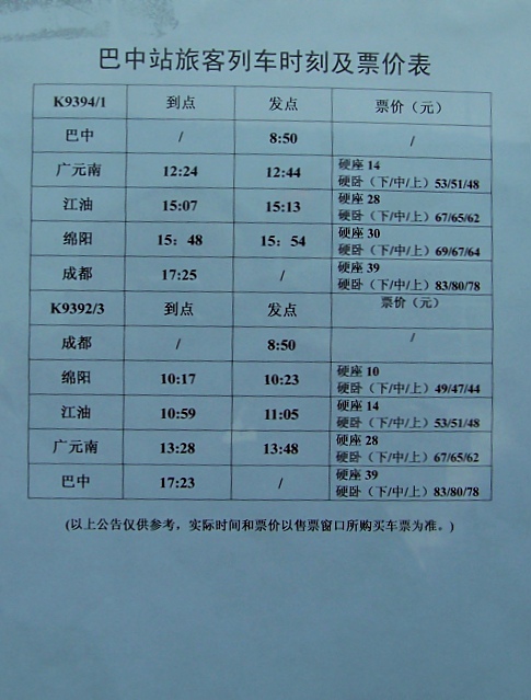 巴中火车站车次最新概览